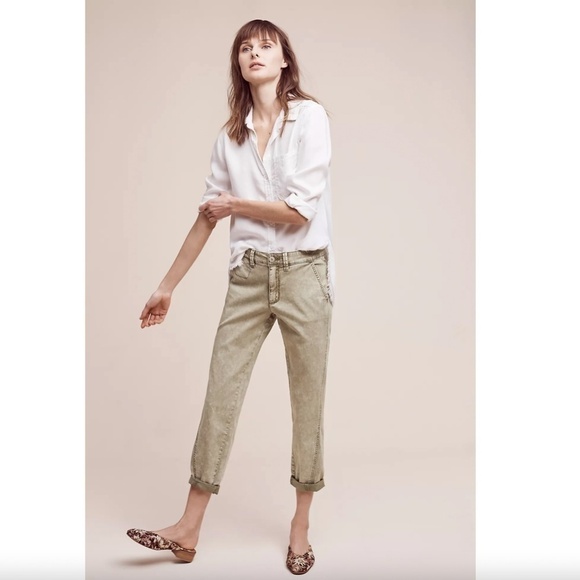 Chino by Anthropologie Slim Beige Washed Relaxed Chino Pants - Picture 3 of 12